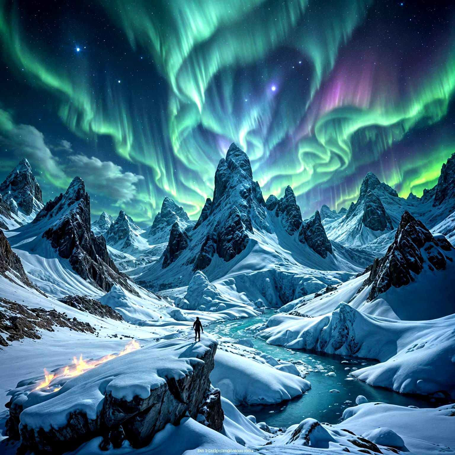 Surreal Mountain Realm in Ethereal Storm