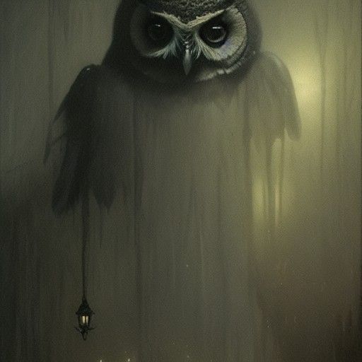 Dreamlike Shadow Owl in Gothic Horror Style