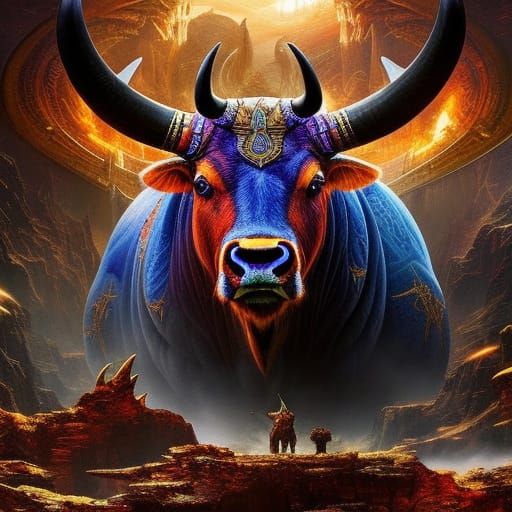 Intricate Zodiac Taurus Bull in Devil's Throne Room