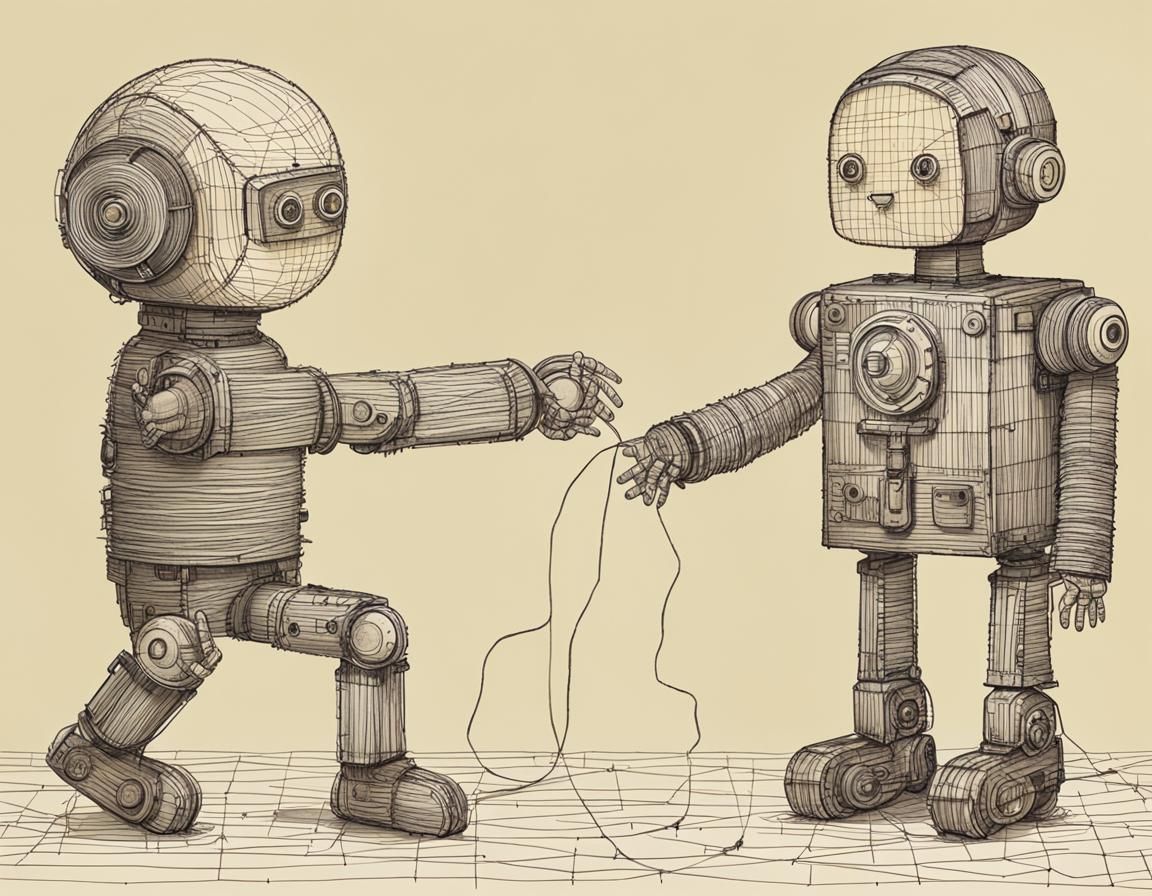 String Art: Child and Robot in Adolfsson Style