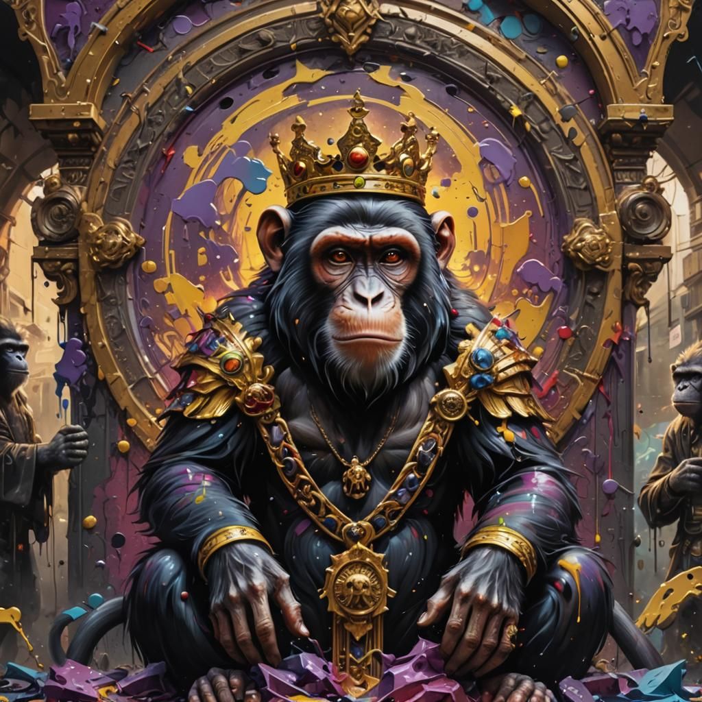 King and God Monkey in Graffiti Art Style