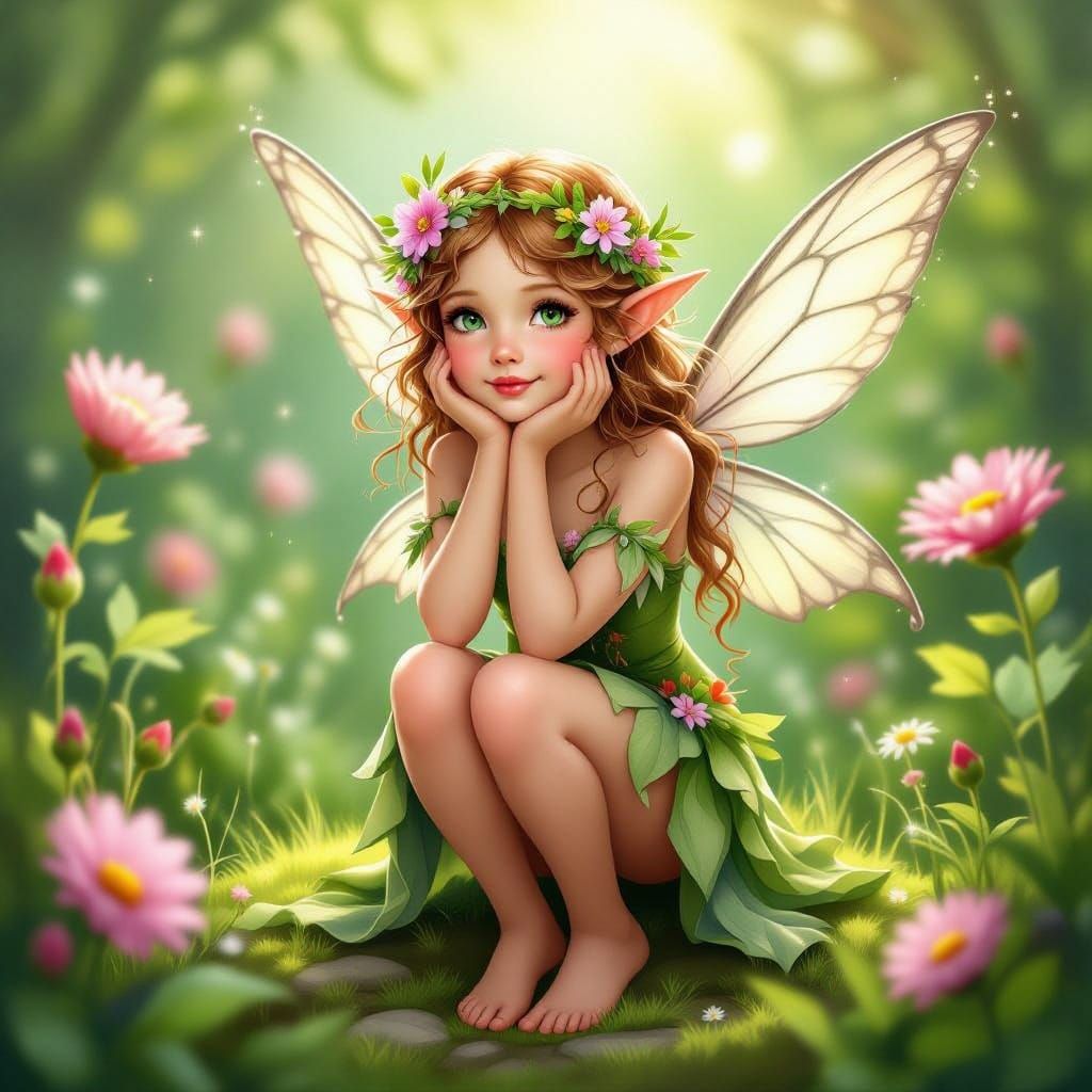 Enchanting Garden Fairy in a Floral Paradise