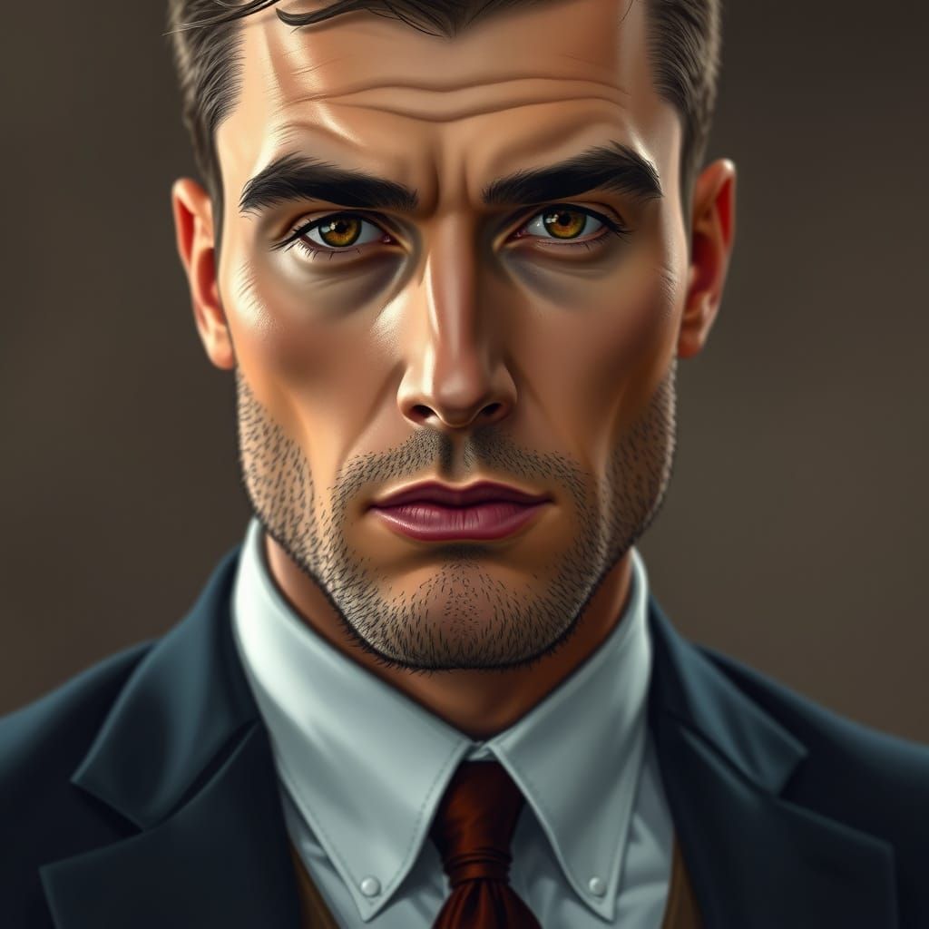 Confident Man in Tailored Suit, Digital Painting