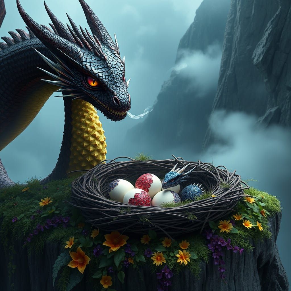 Dragoness in Mystic Landscape