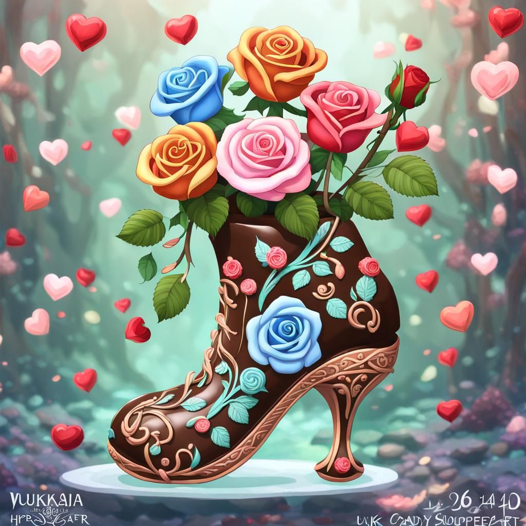 Chocolate Slipper with Roses in Art Nouveau Style