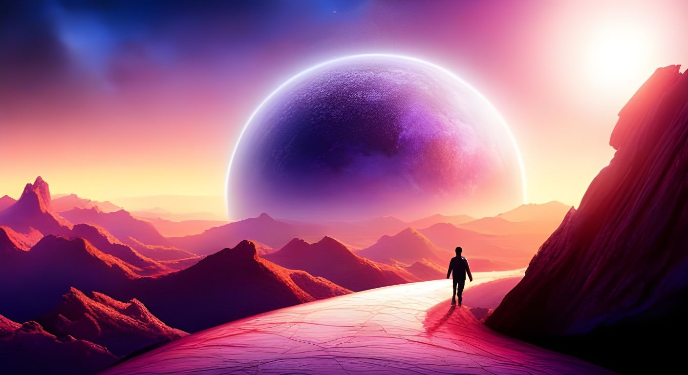 Cosmic Road to Success: Holographic Astral Illustration