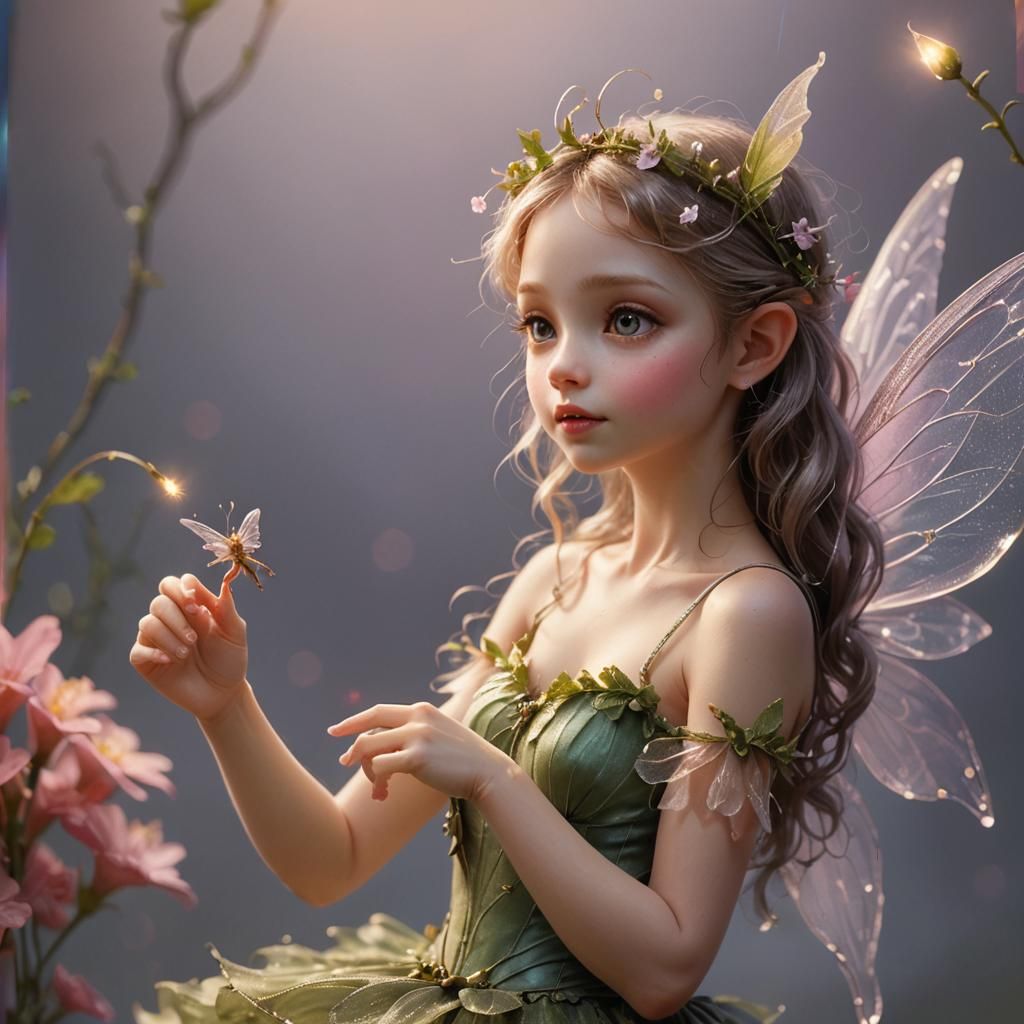 Tiny Fairy Dancing on a Fingertip