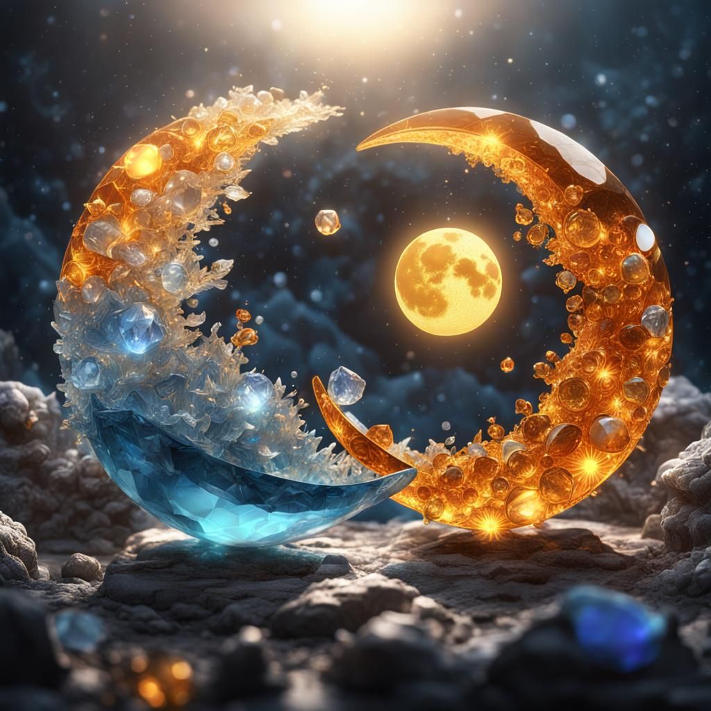 Glass and Crystal Sun and Moon: Detailed Matte Painting
