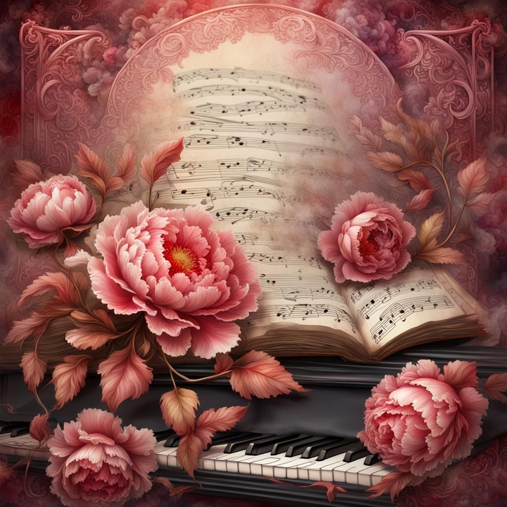 Vintage Watercolor Peony with Rococo Frame