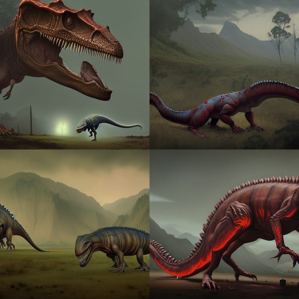 Jurassic Circus Nightmare Landscape in Hyperrealism