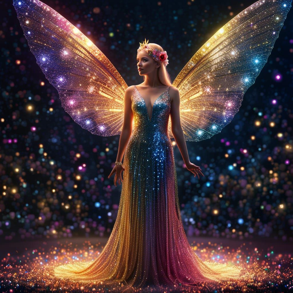 Glittering Fairy in a Magical Fantasy Scene