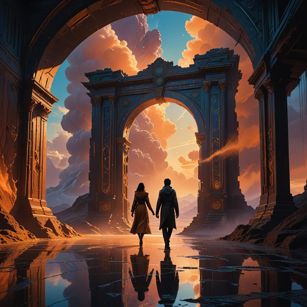 Epic Futuristic Odyssey Unfolds Through Shimmering Portal