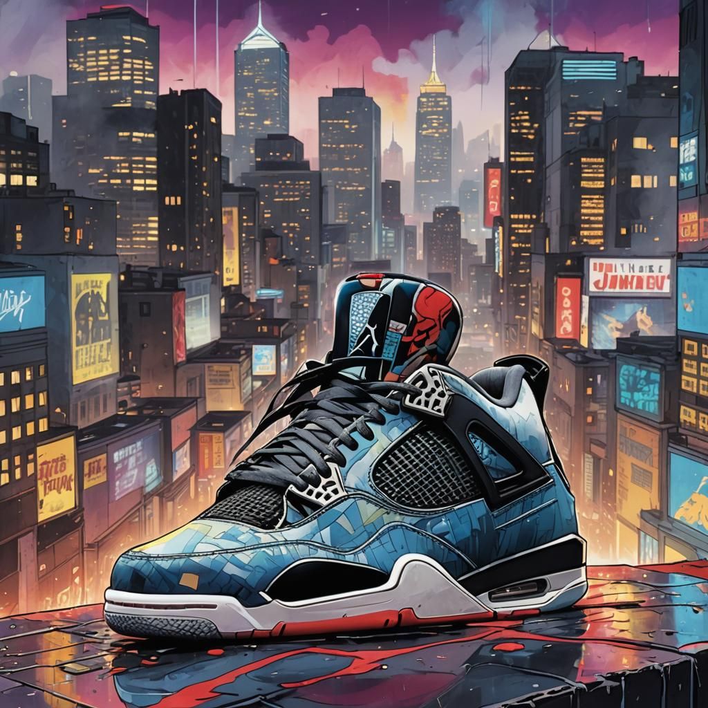 Air Jordan 4 in Comic Book Style