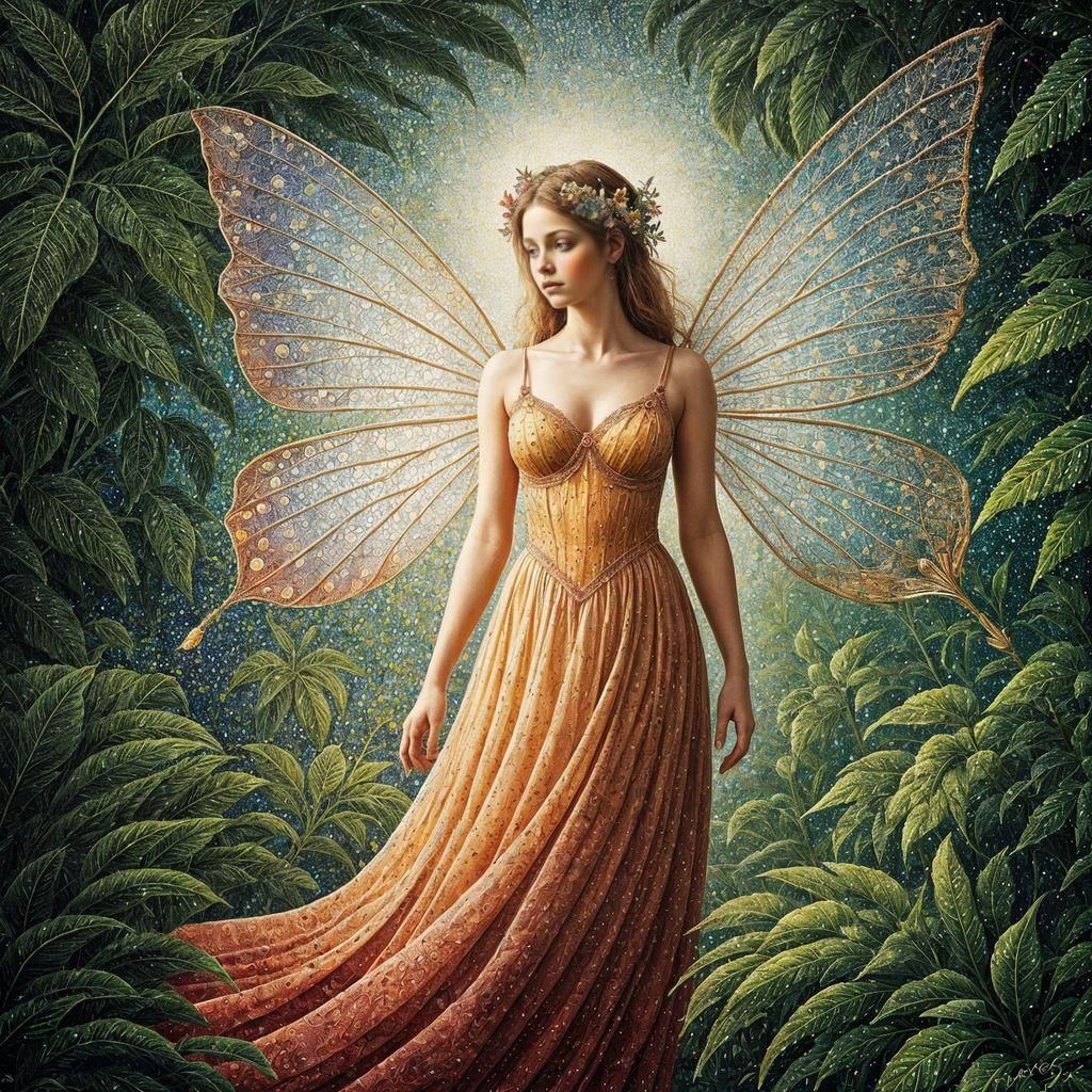 Ethereal Fairy in Pointillism Style