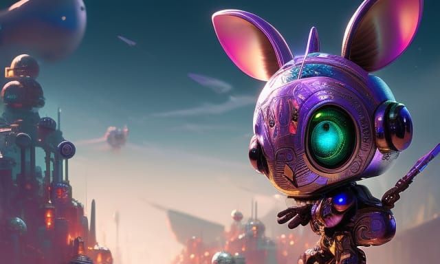 Cute Pixar Rabbit Robot Army: Detailed 3D Render