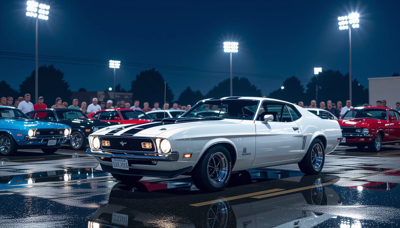 1974 Mustang Fastback at Night Car Meet