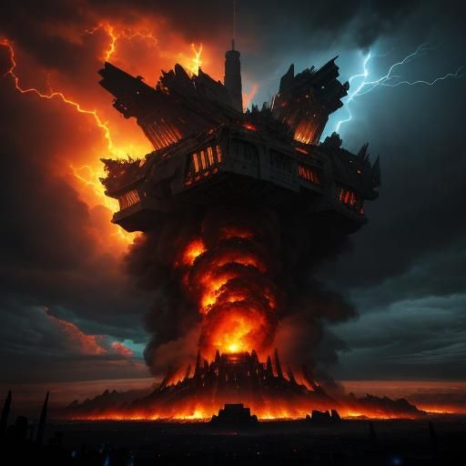 Apocalyptic Dragon Amidst Smoldering Ruins