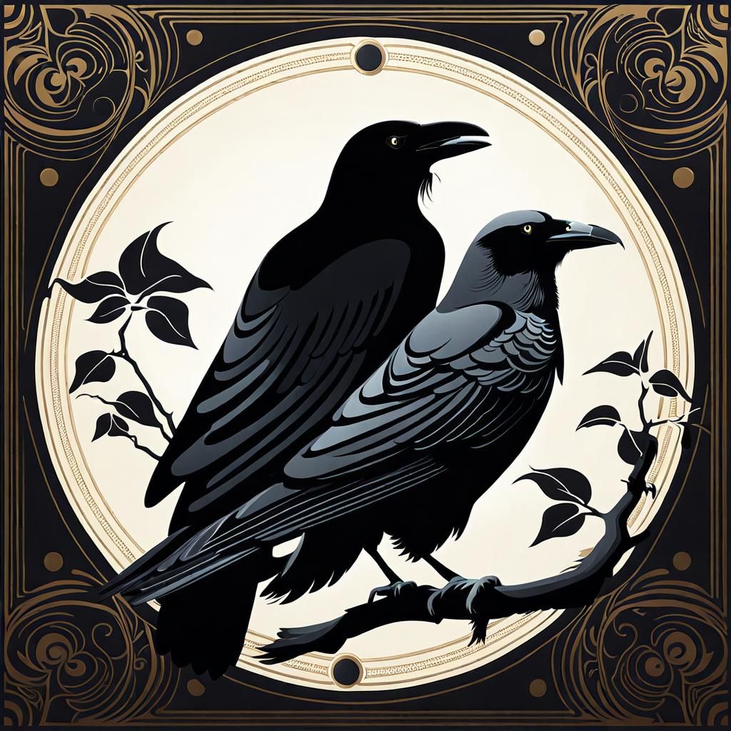 Duality: Raven and Dove Illustration