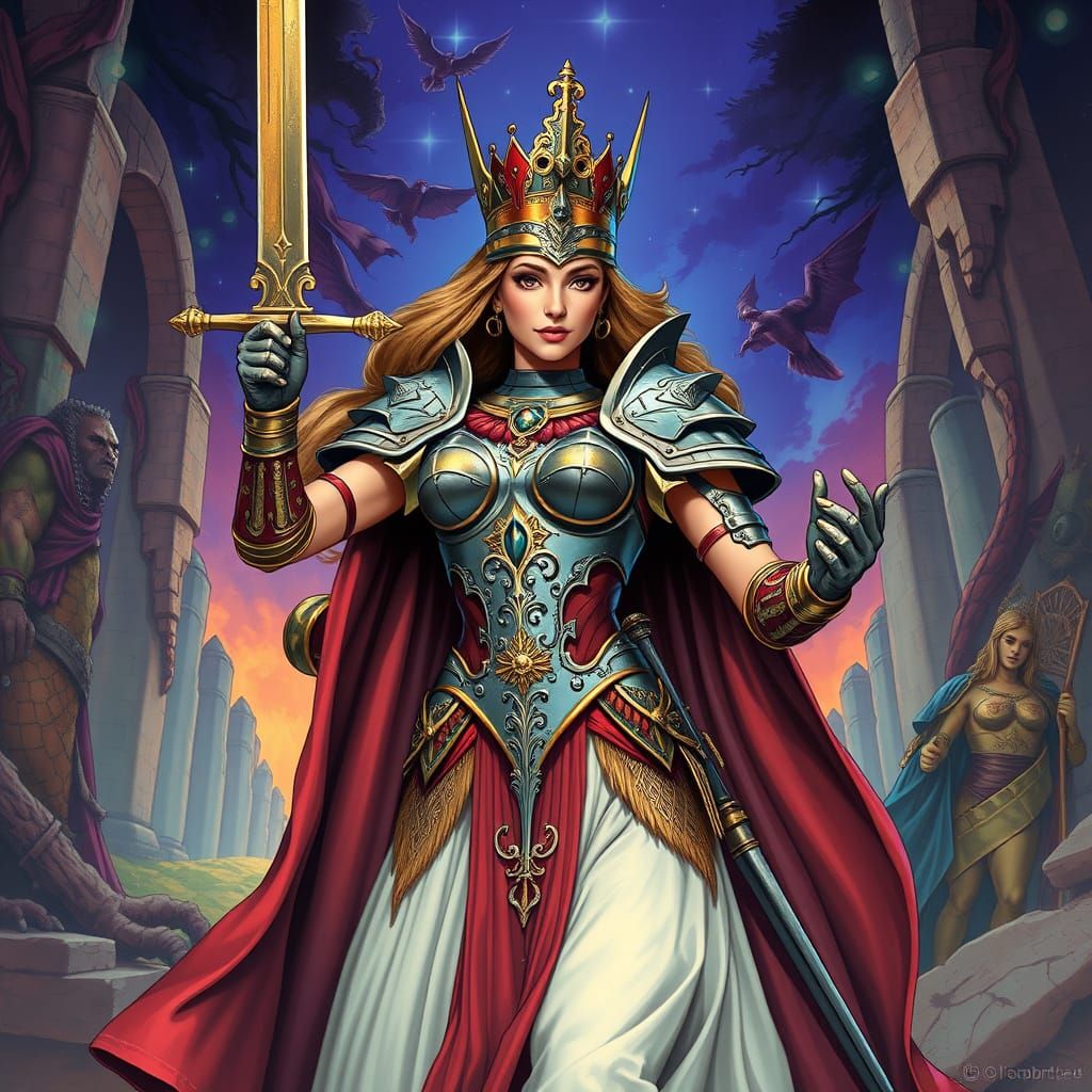 Fantasy Princess in Armor, Frazetta-Inspired Art