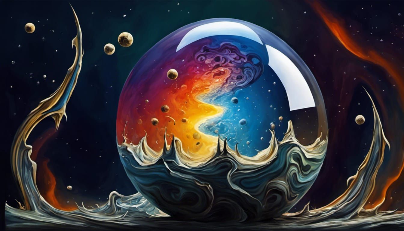 Cosmic Crystal Sphere with Arcane Glyphs in Space