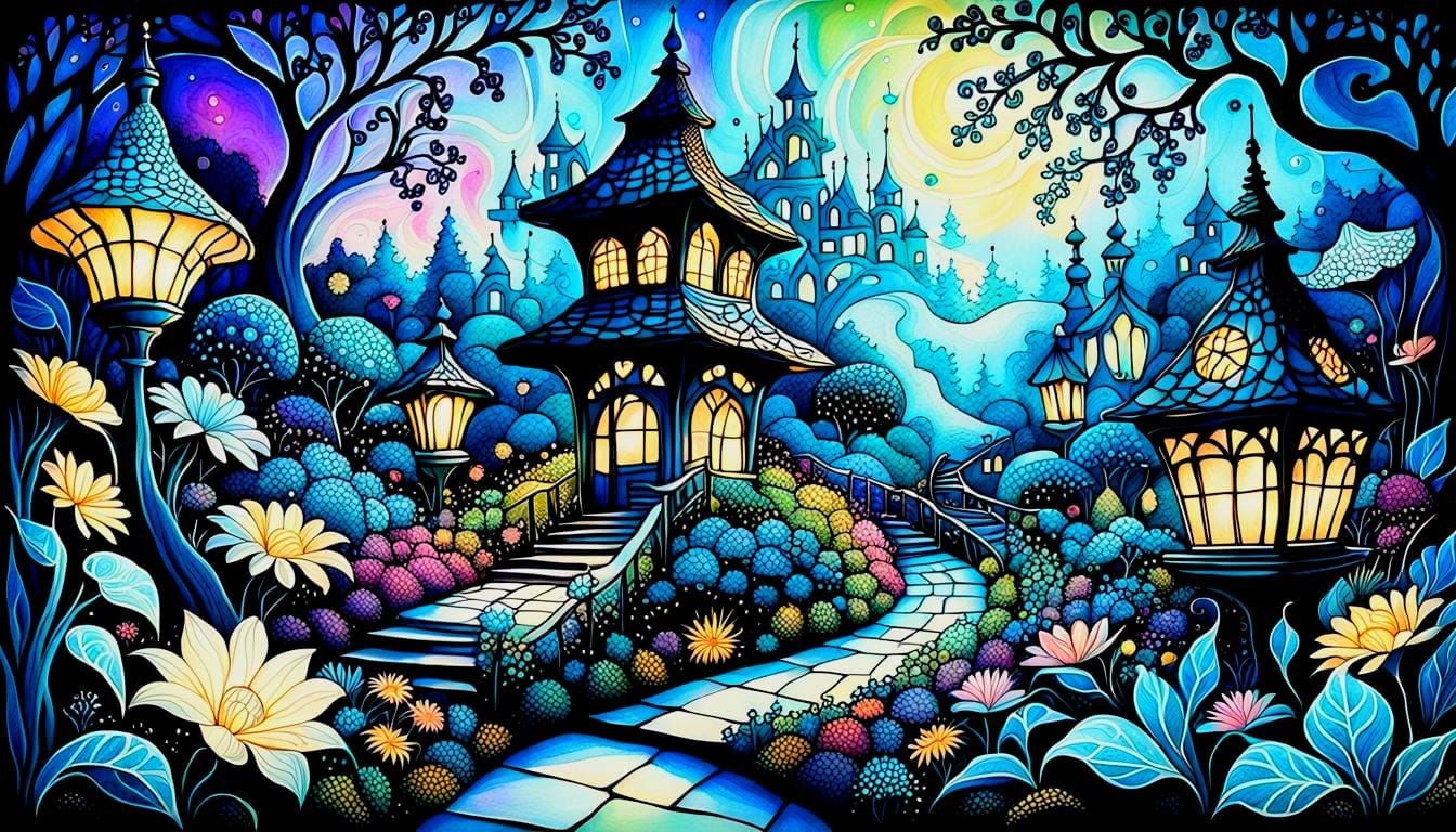 Ethereal Fractal Zentangle Garden