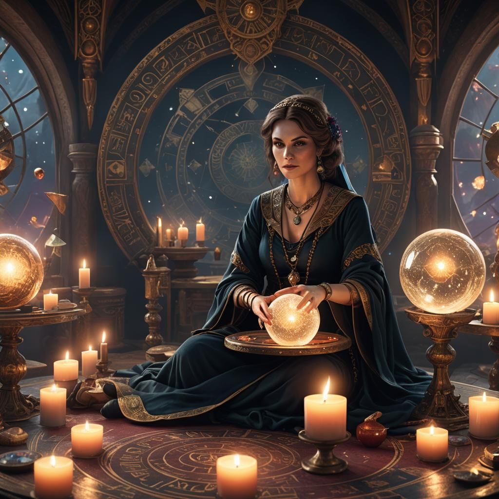 Fortune Teller with Crystal Ball: Fantasy Concept Art