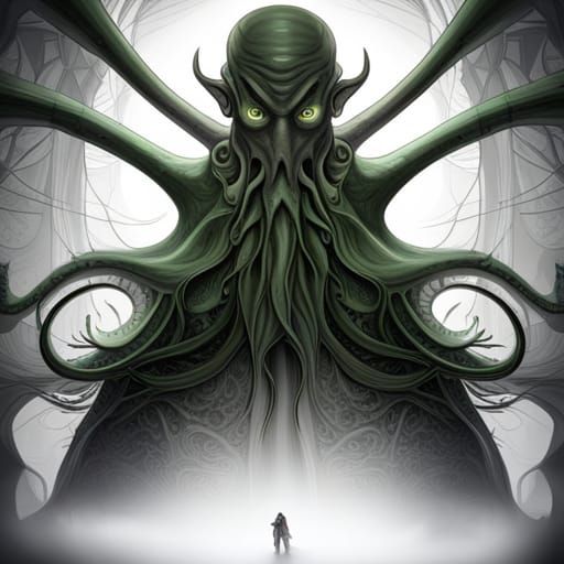 Intricate Cthulhu Painting in Lovecraftian Style