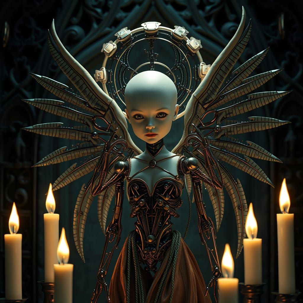 Cybernetic Angel in Dark Futurism