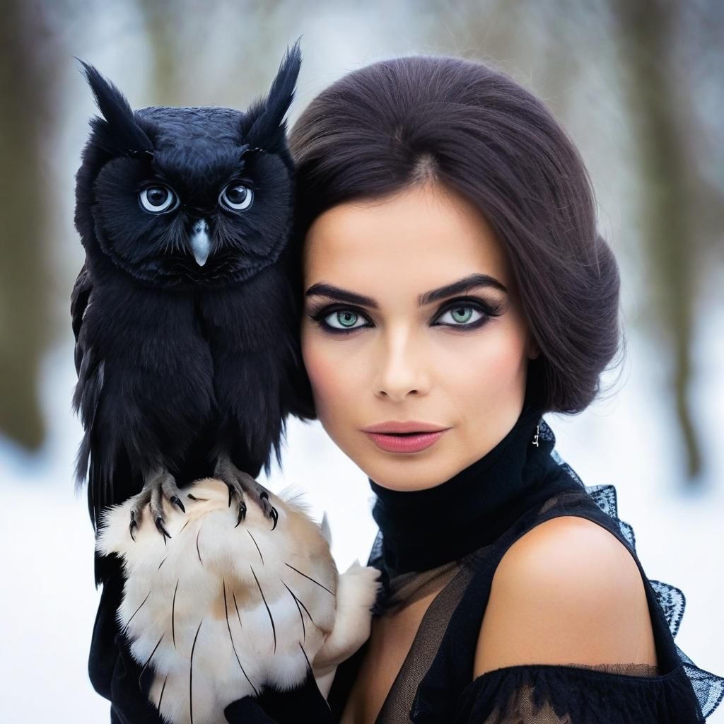 Woman and Owl: A Simple AI Image