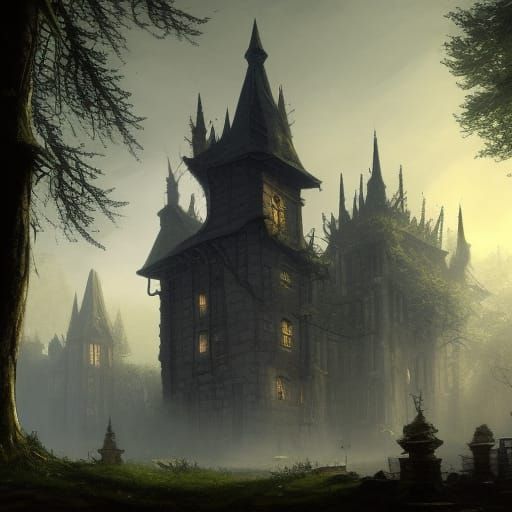 Ornate Medieval Building in Forest Glade