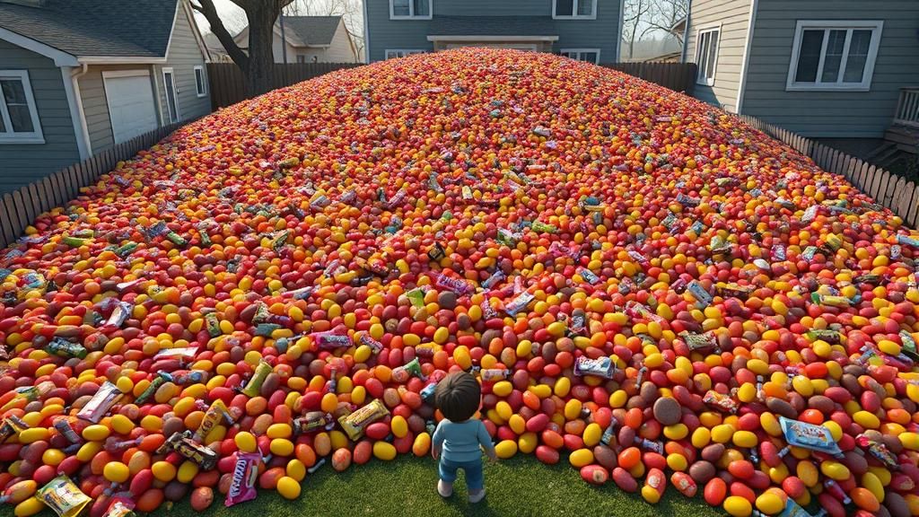 Enormous Candy Pile in Animated 3D Style