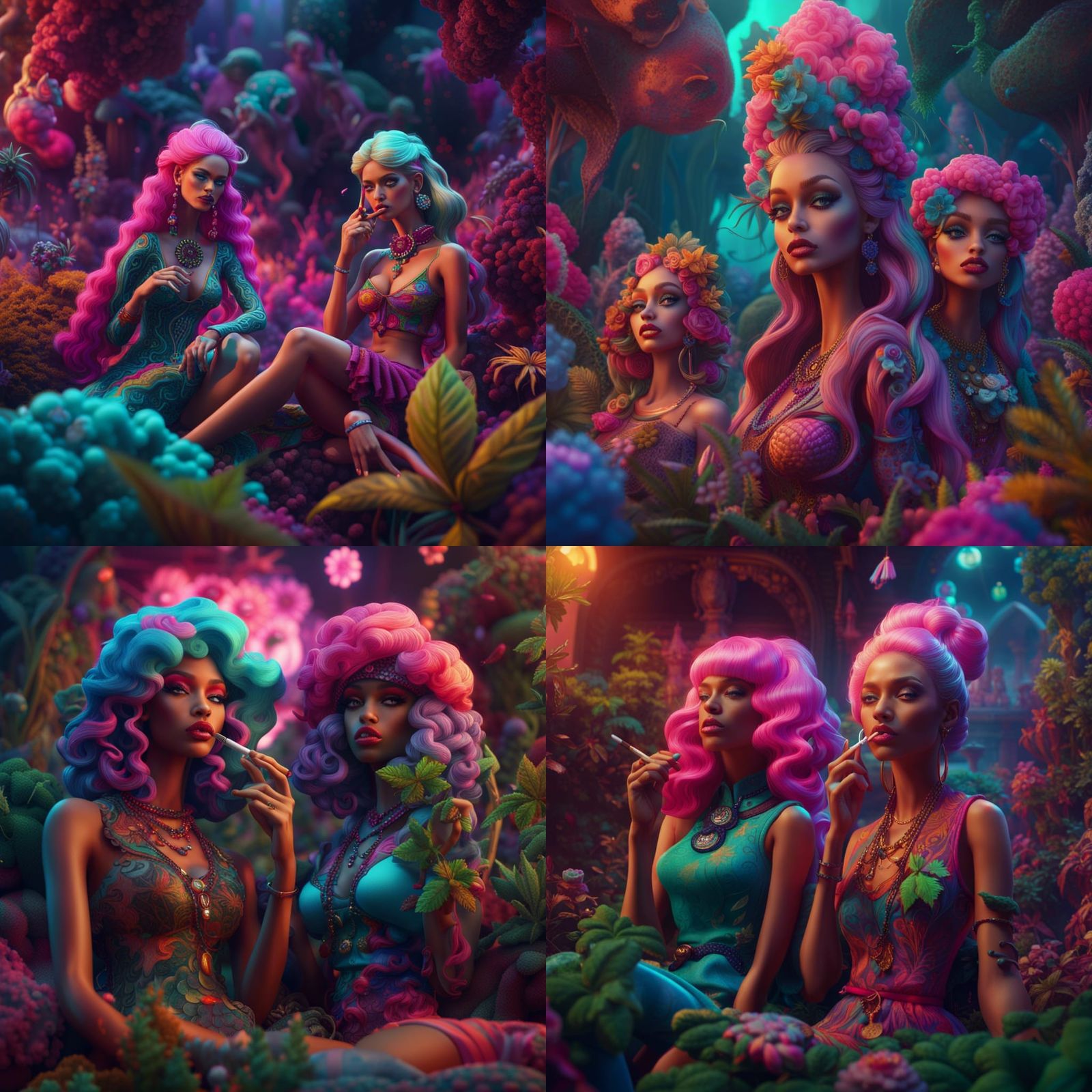 Psychedelic Barbies Pondering Life in Detailed Matte Paintin...