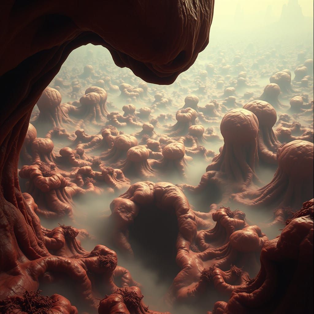Ethereal Flesh Landscape in Cinematic Style