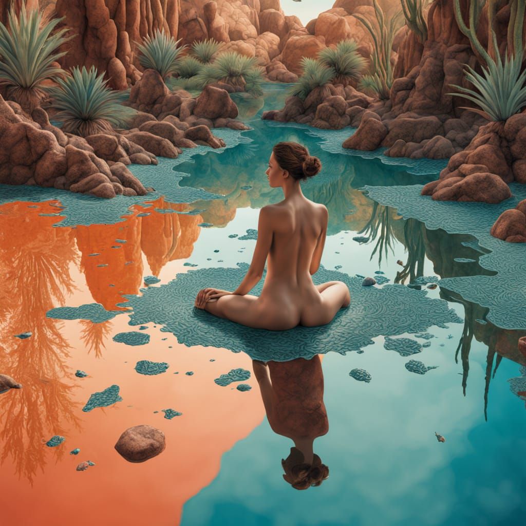 Surreal Figure Reveals Bioluminescent Oasis Within Barren La...