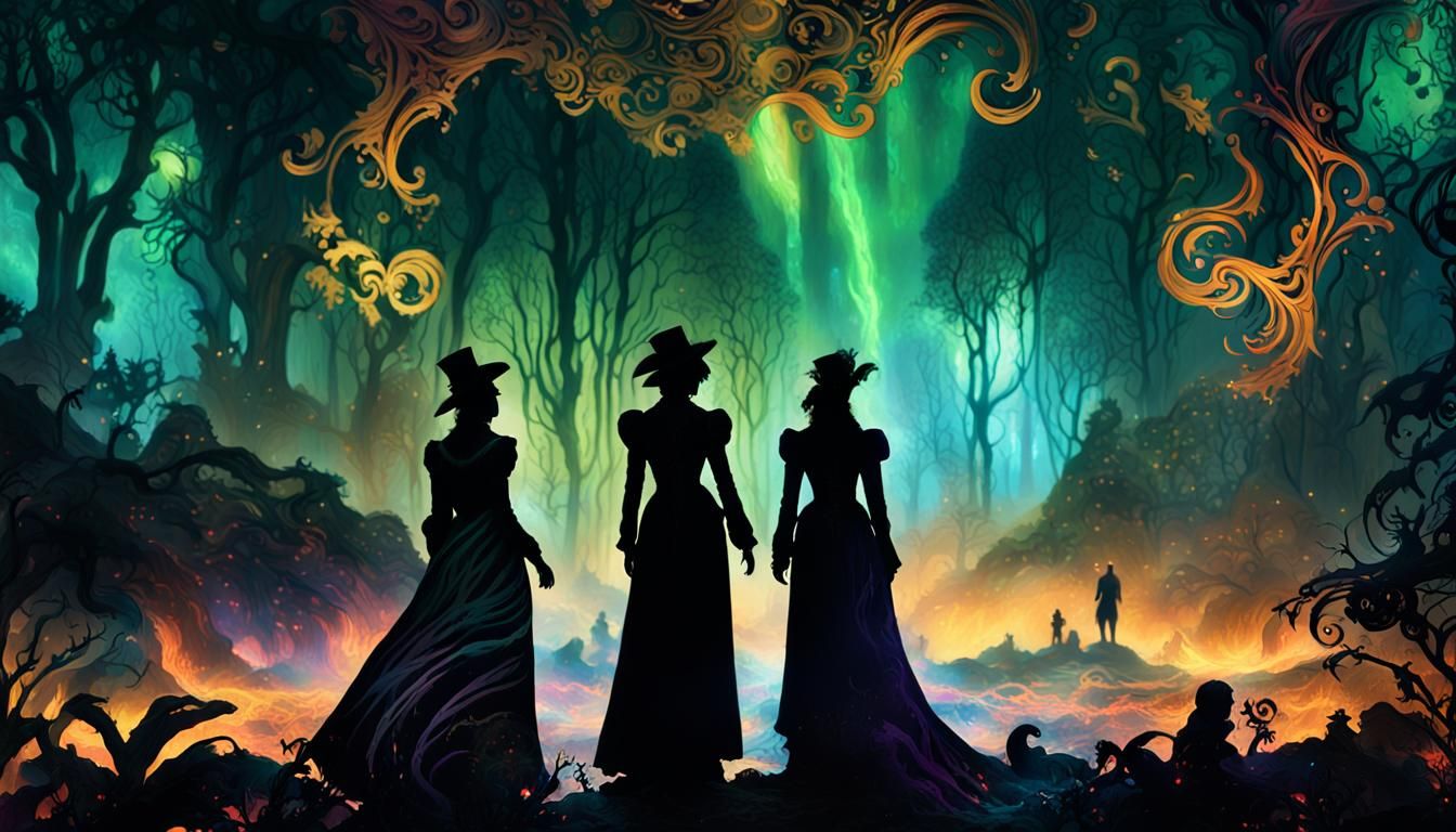 Victorian Women in Mystical Realm, Digital Matte Painting