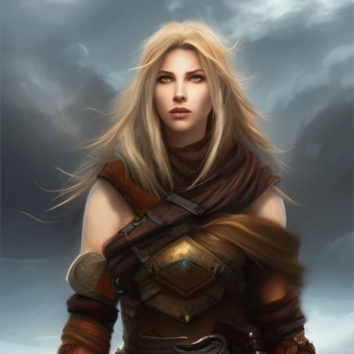 Blond Barbarian in Misty Mountains, Concept Art