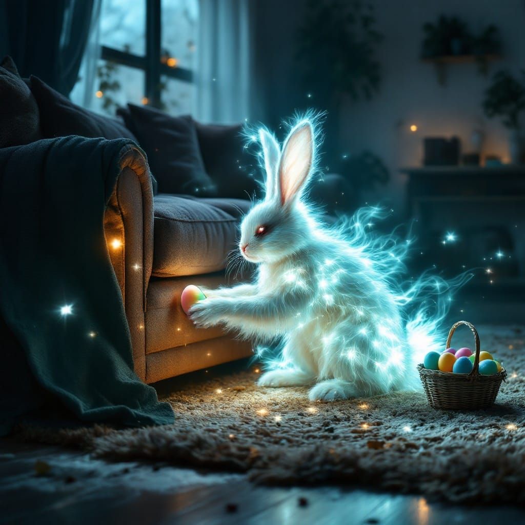 Whispering Easter Bunny Spirit Hides Easter Eggs in Midnight...