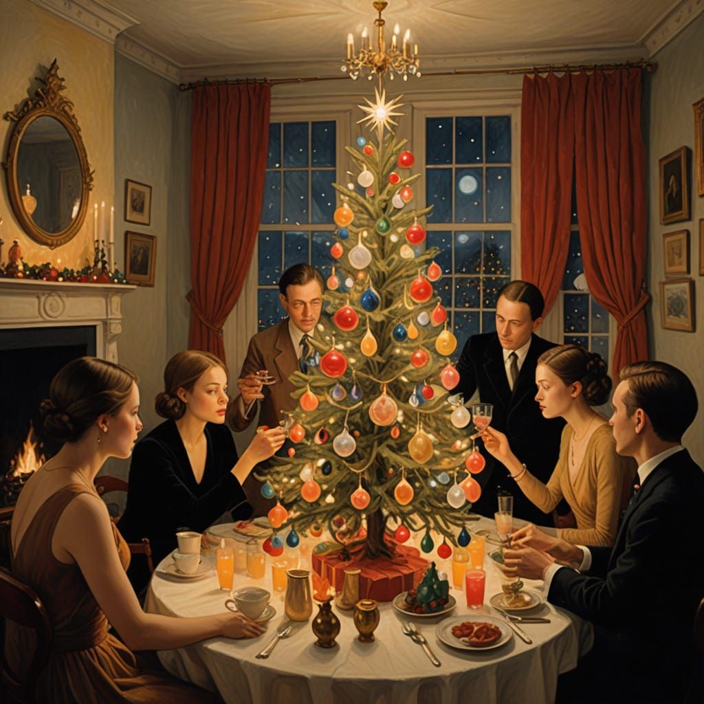 Ethereal Christmas Gathering in Dreamlike Aesthetic