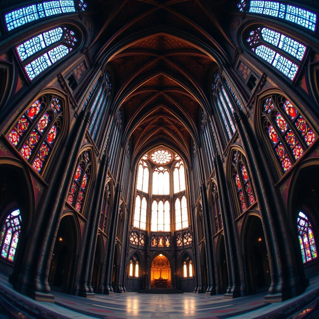Dazzling Gothic Cathedral Scene in Vibrant Colors