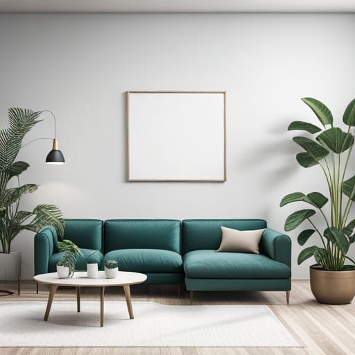 Minimalist Wood Frame Wall Art Mockup in Living Room