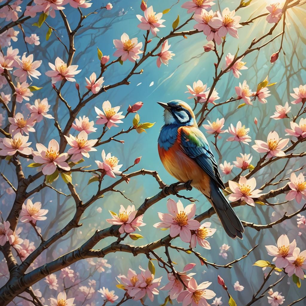 Whimsical Fantasy Scene in Vibrant Oil Painting Style