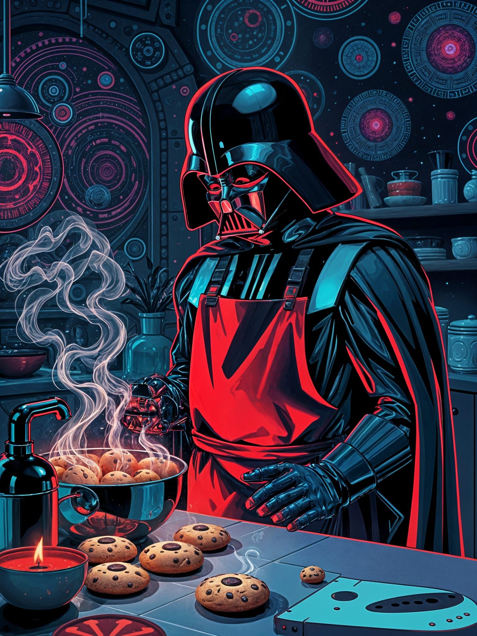 Darth Vader's Cosmic Cookie Baking, Surreal Art