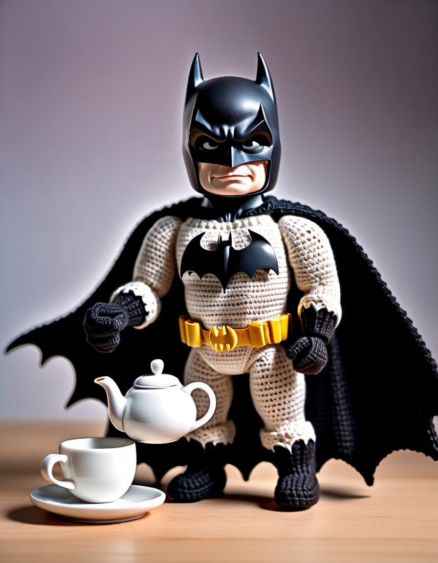 Batman Action Figure's Crochet Tea Party: Hyper-Detailed Mac...