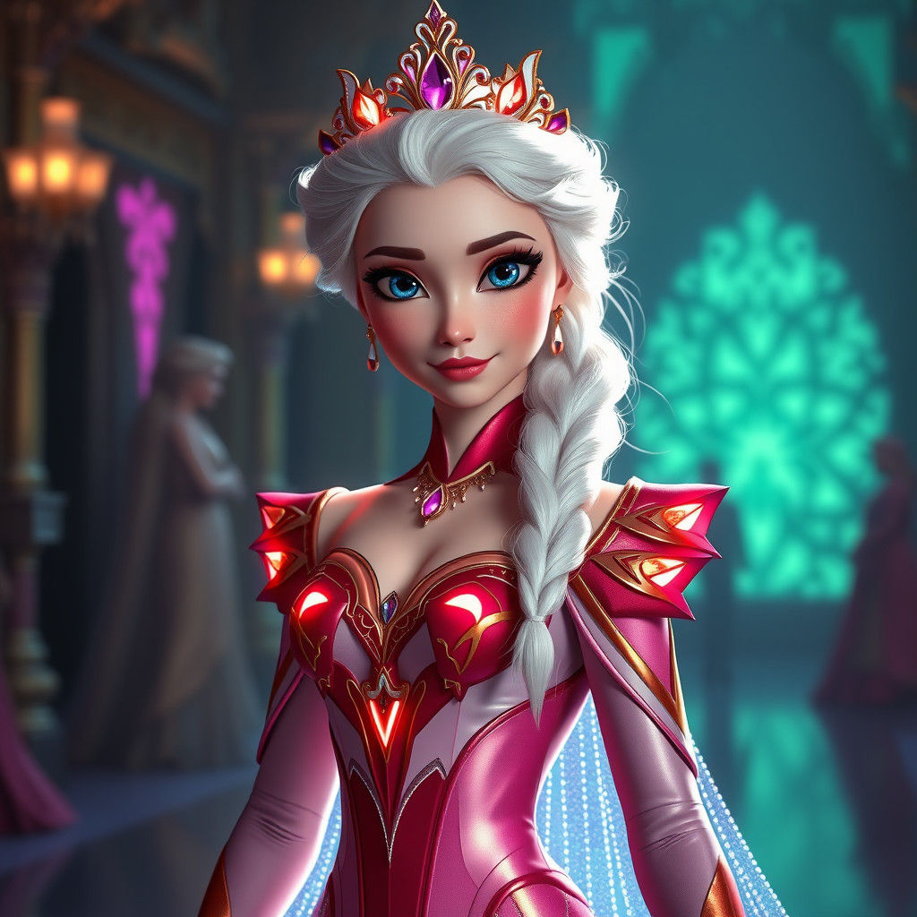 Realistic Princess Elsa as Goddess in Disney Pixar Style