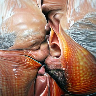 Hyperrealistic Image of Two Men Kissing