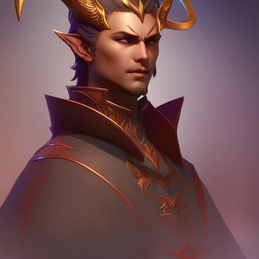 Detailed Portrait of a Horned Man in Artstation Style