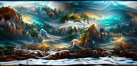 Surreal Desert Landscape in Salvador Dali Style