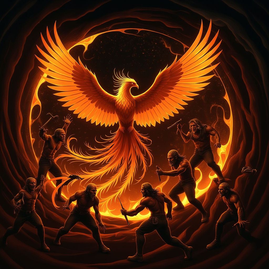 Majestic Phoenix Rising From Fiery Vortex