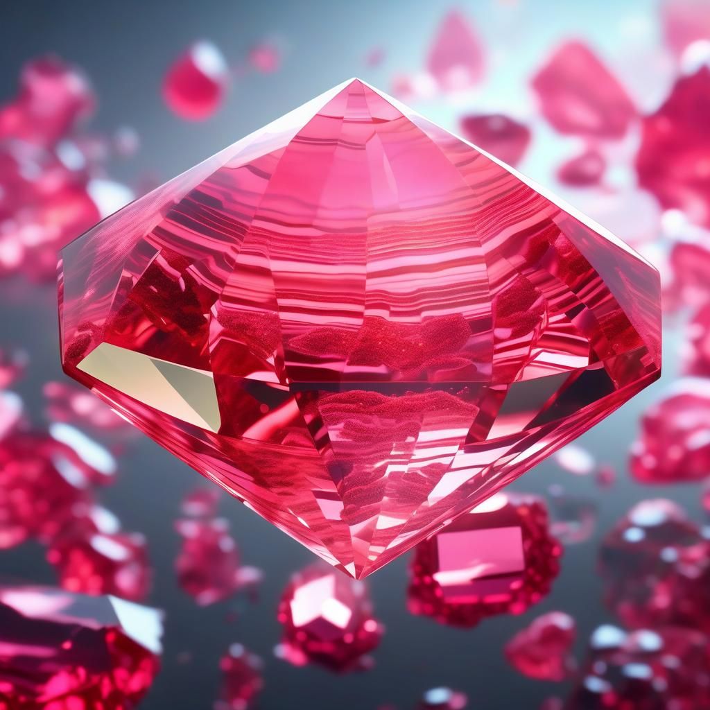 Floating Rhodochrosite Jewel in Vibrant Fantasy Style