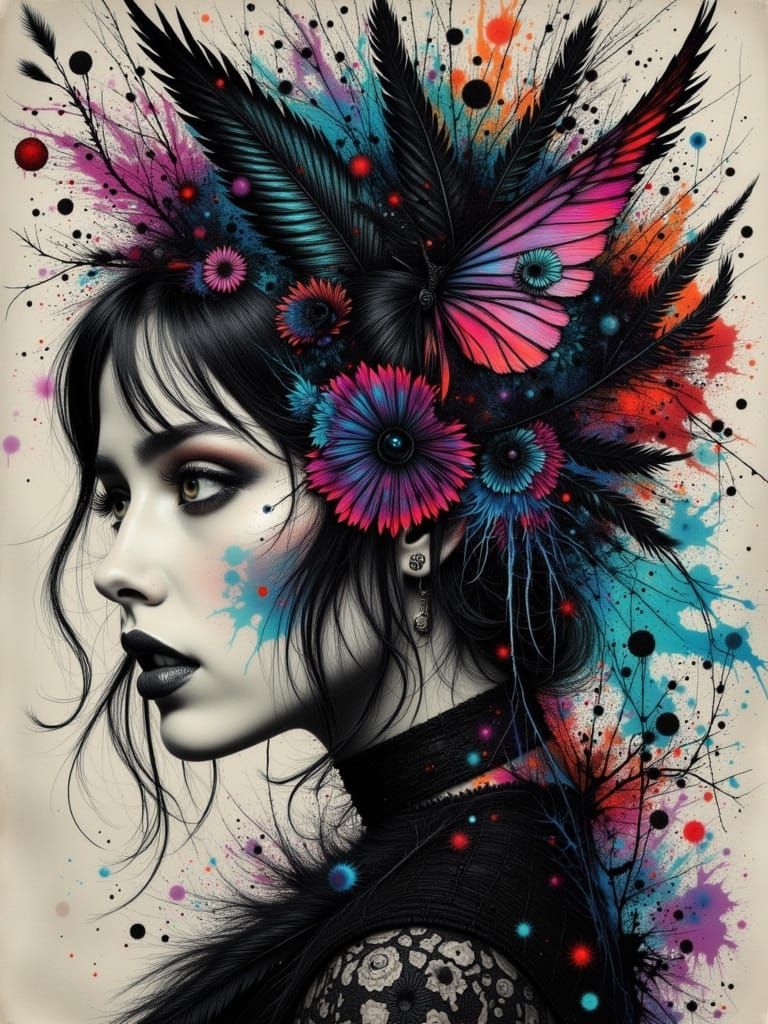 Gothcore Portrait of a Sad, Cool Young Woman